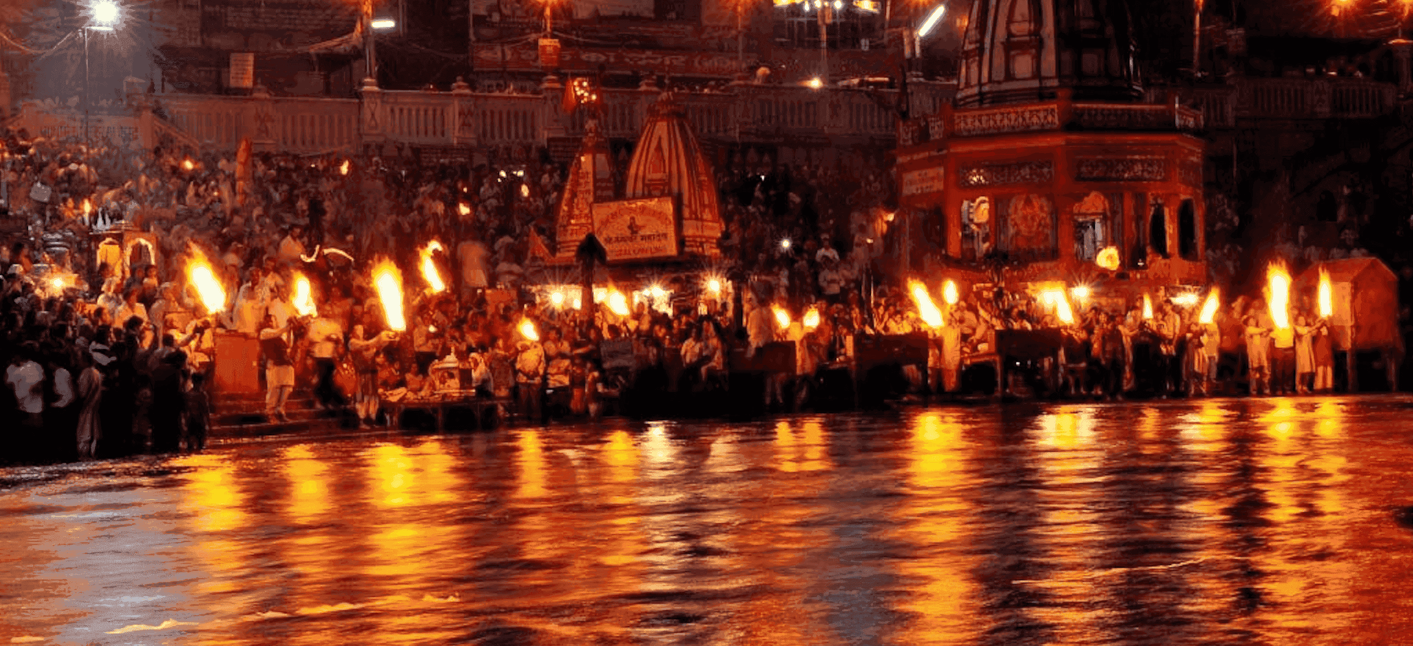 Varanasi's ganga aarti in evening
